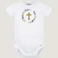 Flower Cross baby onesie, religious baby onesie