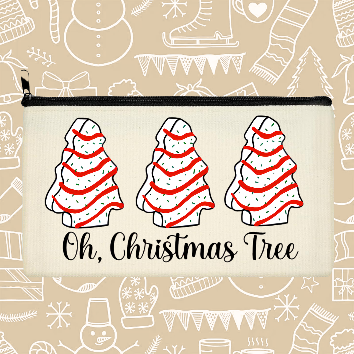 Christmas Tree Cakes Canvas Zipper Pouch