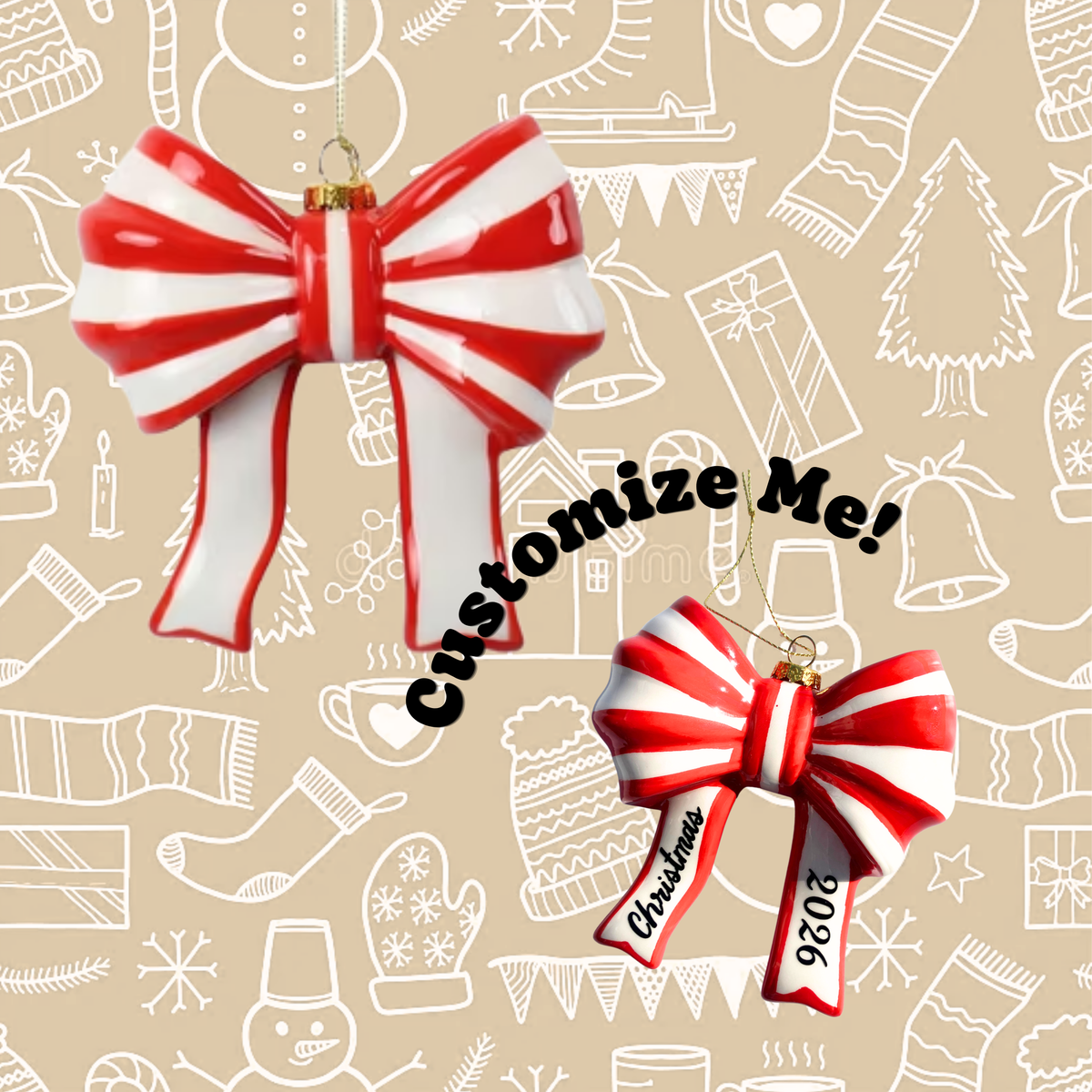 Personalized Bow Ornament